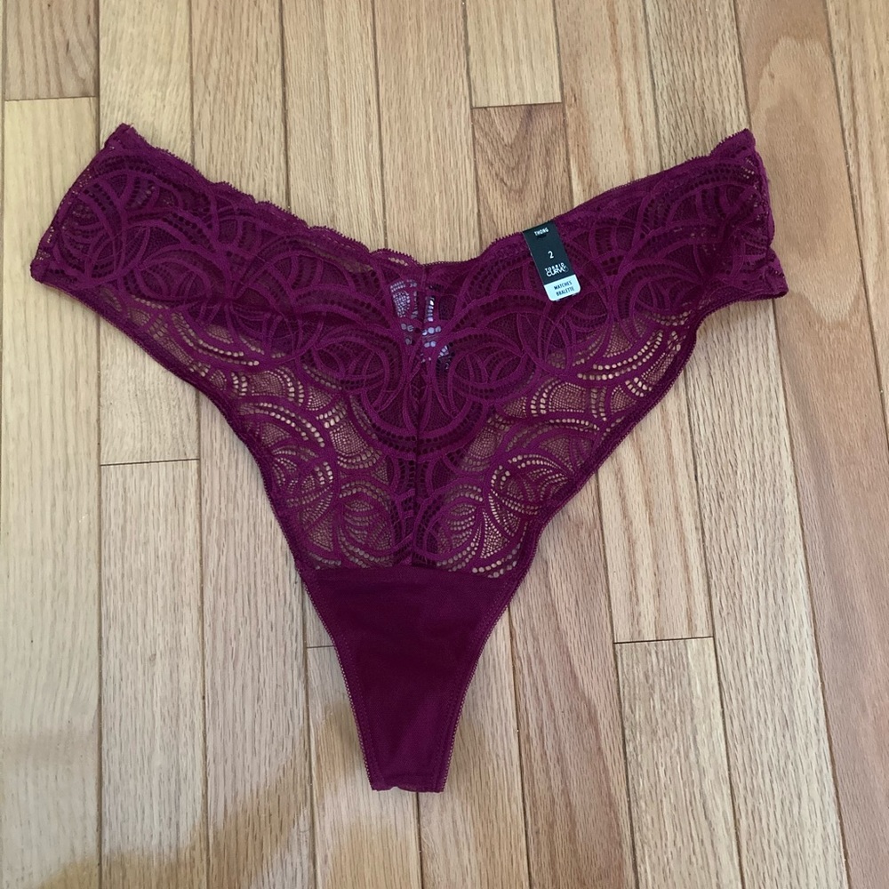 Torrid Berry Scalloped Thong Size 2